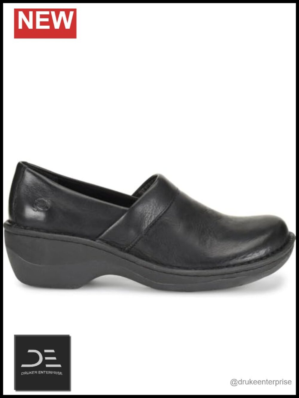 Women's Leather Clog Mules Wedge Heel Comfort Pull-On